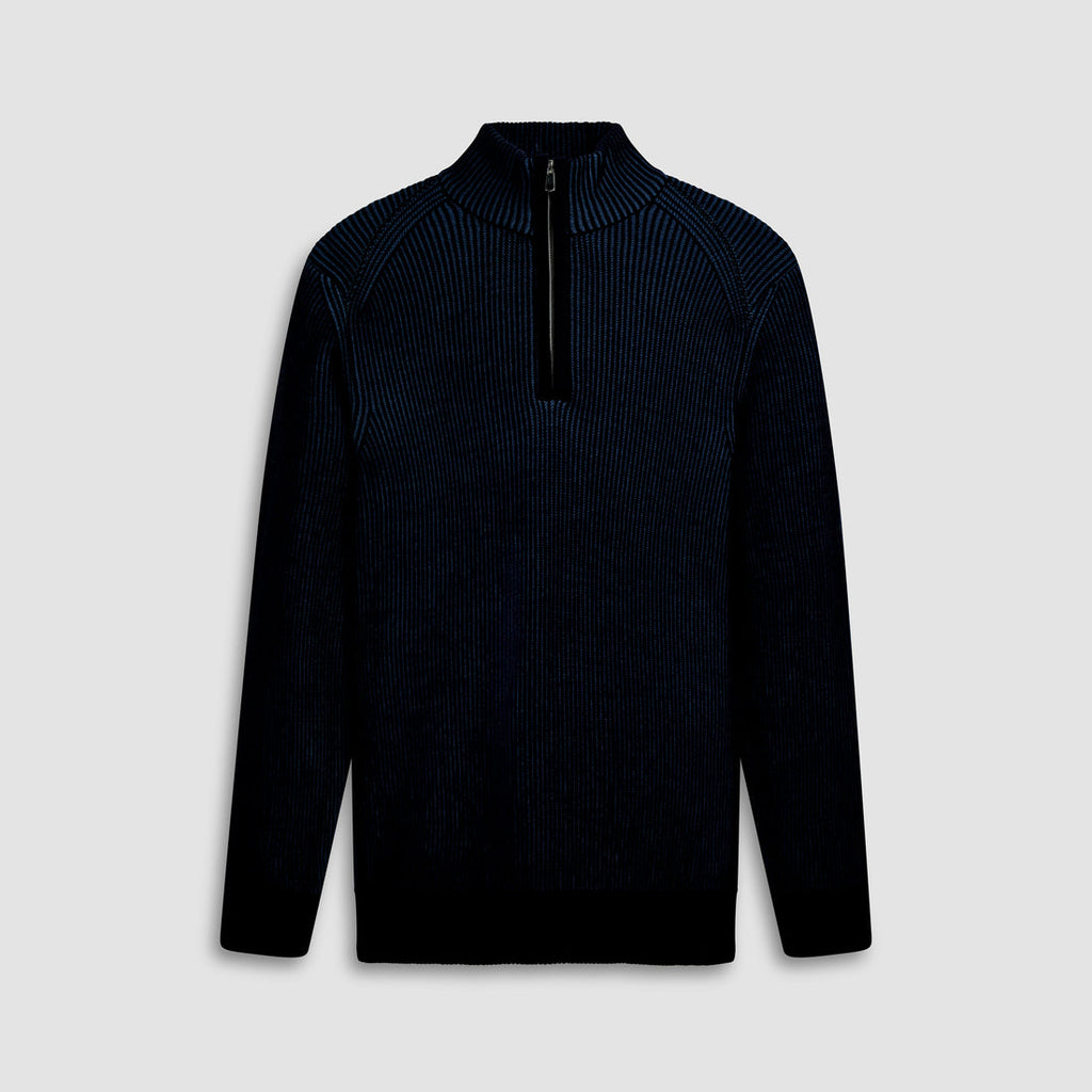 Bugatchi - Cable Knit Quater Zip Sweater - Navy