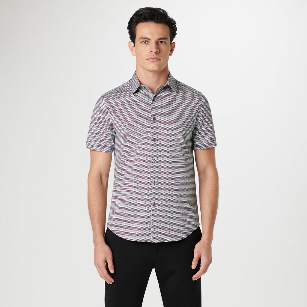 Bugatchi - Miles Geometric OoohCotton Short Sleeve Shirt - Black
