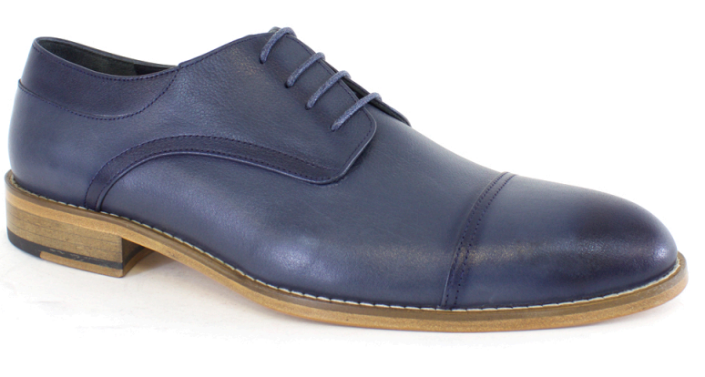 Clearance - Lucas Edward Shoes - Blue Leather Lace Up Shoe
