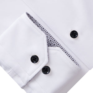 Emanuel Berg - Men's Dress Shirt- Black & White Stretch Knit