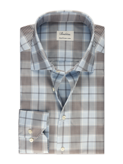 Stenstroms - Blue Checked Twill Men's Dress Shirt