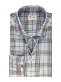 Stenstroms - Blue Checked Twill Men's Dress Shirt