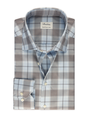 Stenstroms - Blue Checked Twill Men's Dress Shirt