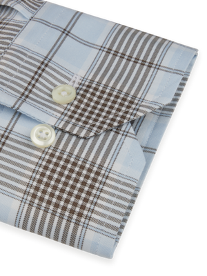 Stenstroms - Blue Checked Twill Men's Dress Shirt