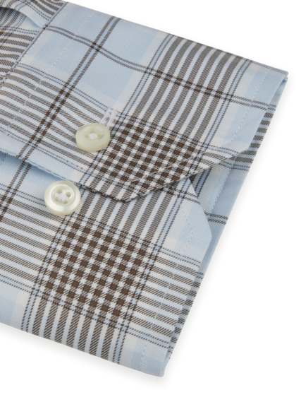 Stenstroms - Blue Checked Twill Men's Dress Shirt