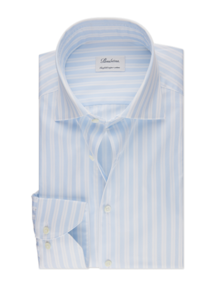 Stenstroms - Blue Striped Twill Men's Dress Shirt