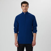 Bugatchi - Diagonal Stitch Quarter Zip Sweater - NIGHT BLUE