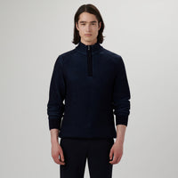 Bugatchi - Cable Knit Quater Zip Sweater - Navy