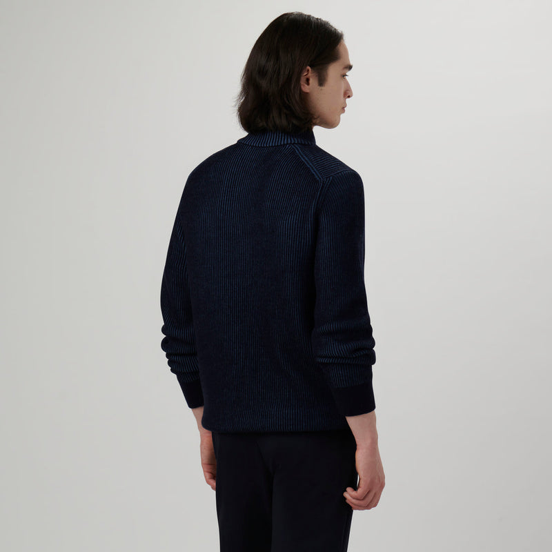 Bugatchi - Cable Knit Quater Zip Sweater - Navy