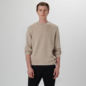 Bugatchi - Diamond Stitch Crew Neck Sweater - Chalk