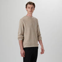 Bugatchi - Diamond Stitch Crew Neck Sweater - Chalk