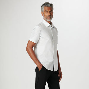 Bugatchi - Miles Asymmetric Check OoohCotton Short Sleeve Shirt - Platinum