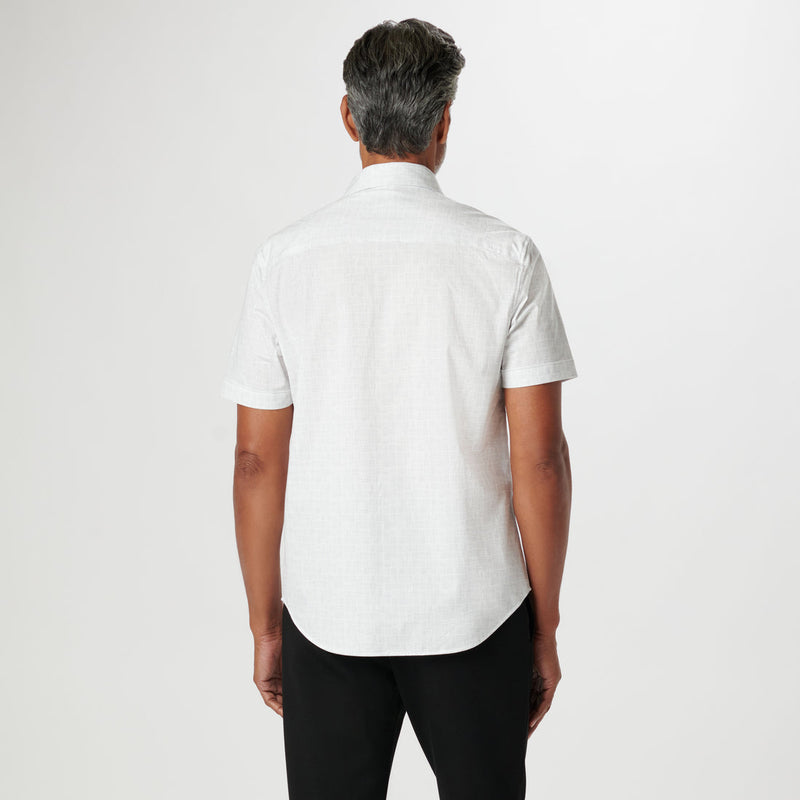 Bugatchi - Miles Asymmetric Check OoohCotton Short Sleeve Shirt - Platinum