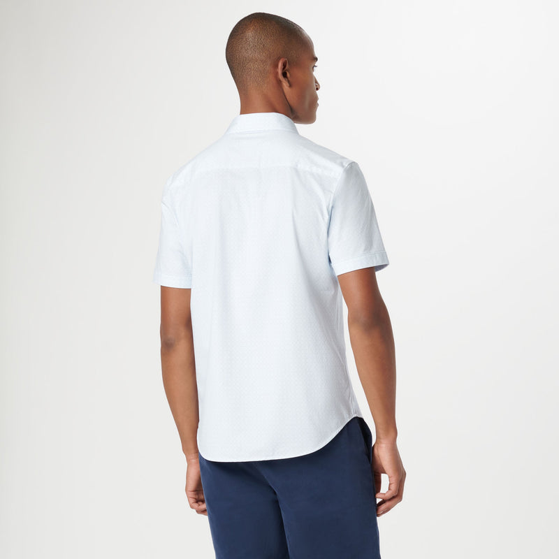 Bugatchi - Miles Geometric OoohCotton Short Sleeve Shirt - Sky