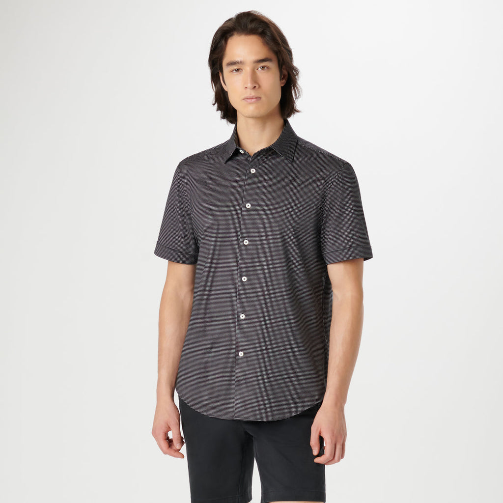 Bugatchi - Miles Pin Dot OoohCotton Short Sleeve Shirt - Black