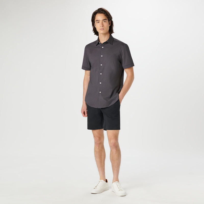 Bugatchi - Miles Pin Dot OoohCotton Short Sleeve Shirt - Black