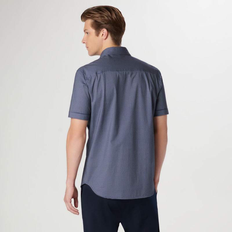 Bugatchi - Miles Pin Dot OoohCotton Short Sleeve Shirt - Navy