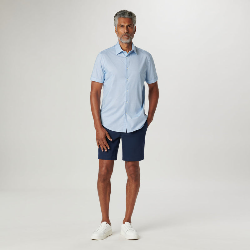 Bugatchi - Miles Pin Dot OoohCotton Short Sleeve Shirt - Sky