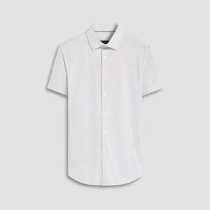 Bugatchi - Miles Pin Dot OoohCotton Short Sleeve Shirt - White