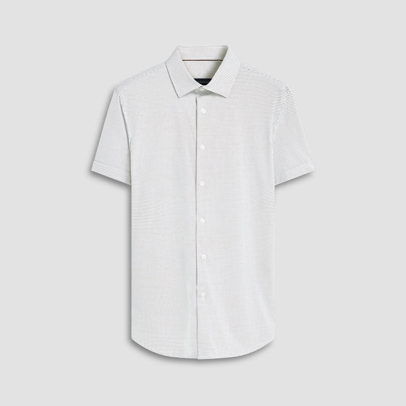 Bugatchi - Miles Pin Dot OoohCotton Short Sleeve Shirt - White