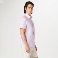 Bugatchi - Miles Chambray Print OoohCotton Short Sleeve Shirt - Dusty Pink