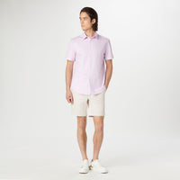 Bugatchi - Miles Chambray Print OoohCotton Short Sleeve Shirt - Dusty Pink