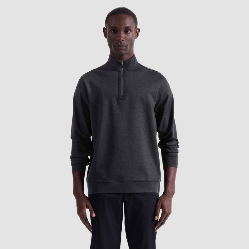Bugatchi - Twill-Effect Performance Quarter Zip - ANTHRACITE