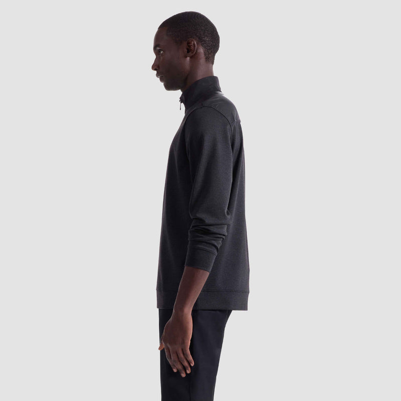 Bugatchi - Twill-Effect Performance Quarter Zip - ANTHRACITE