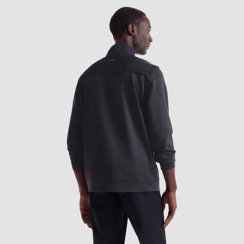Bugatchi - Twill-Effect Performance Quarter Zip - ANTHRACITE