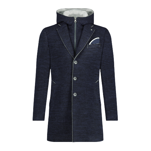 Navy edge shop to edge coat