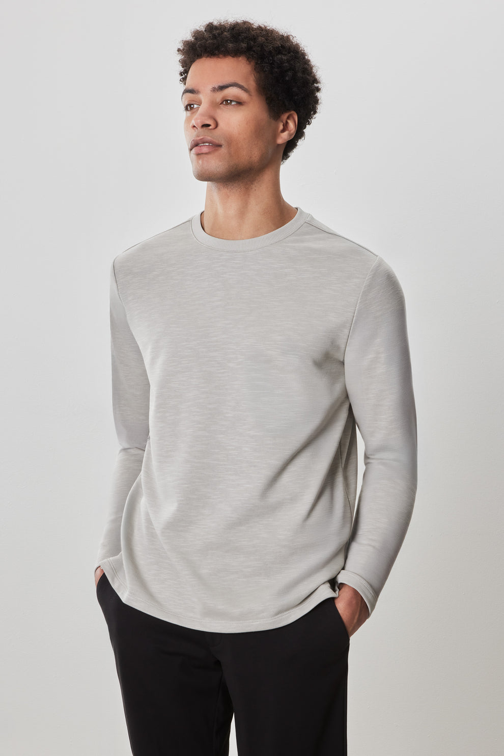 Robert Barakett - Silvio Long Sleeve Crew - Light Grey