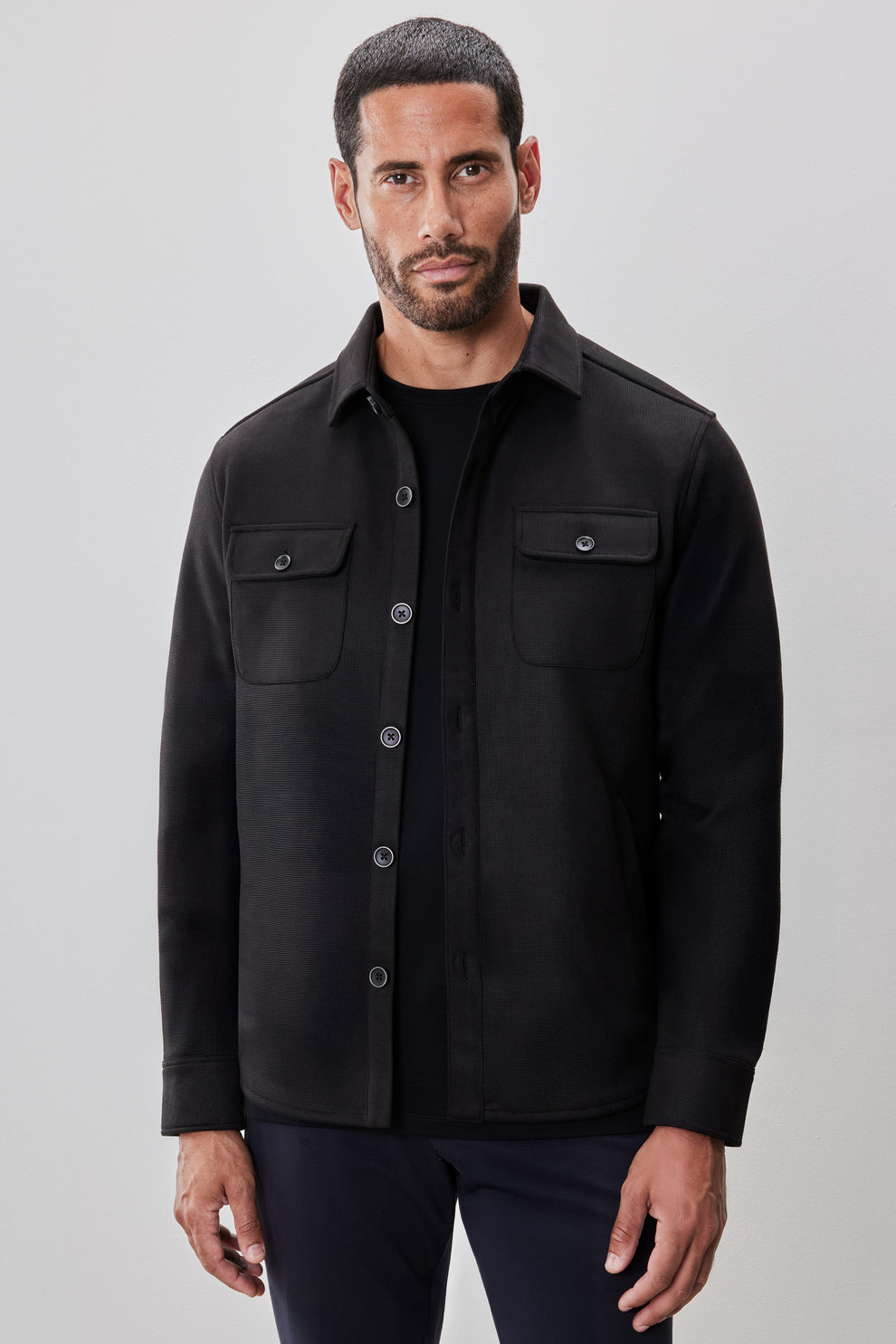 Robert Barakett - Andreas LS Suede Overshirt - Black