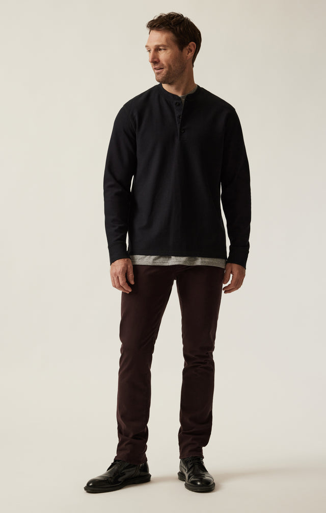 34 Heritage - Long Sleeve Henley In Black