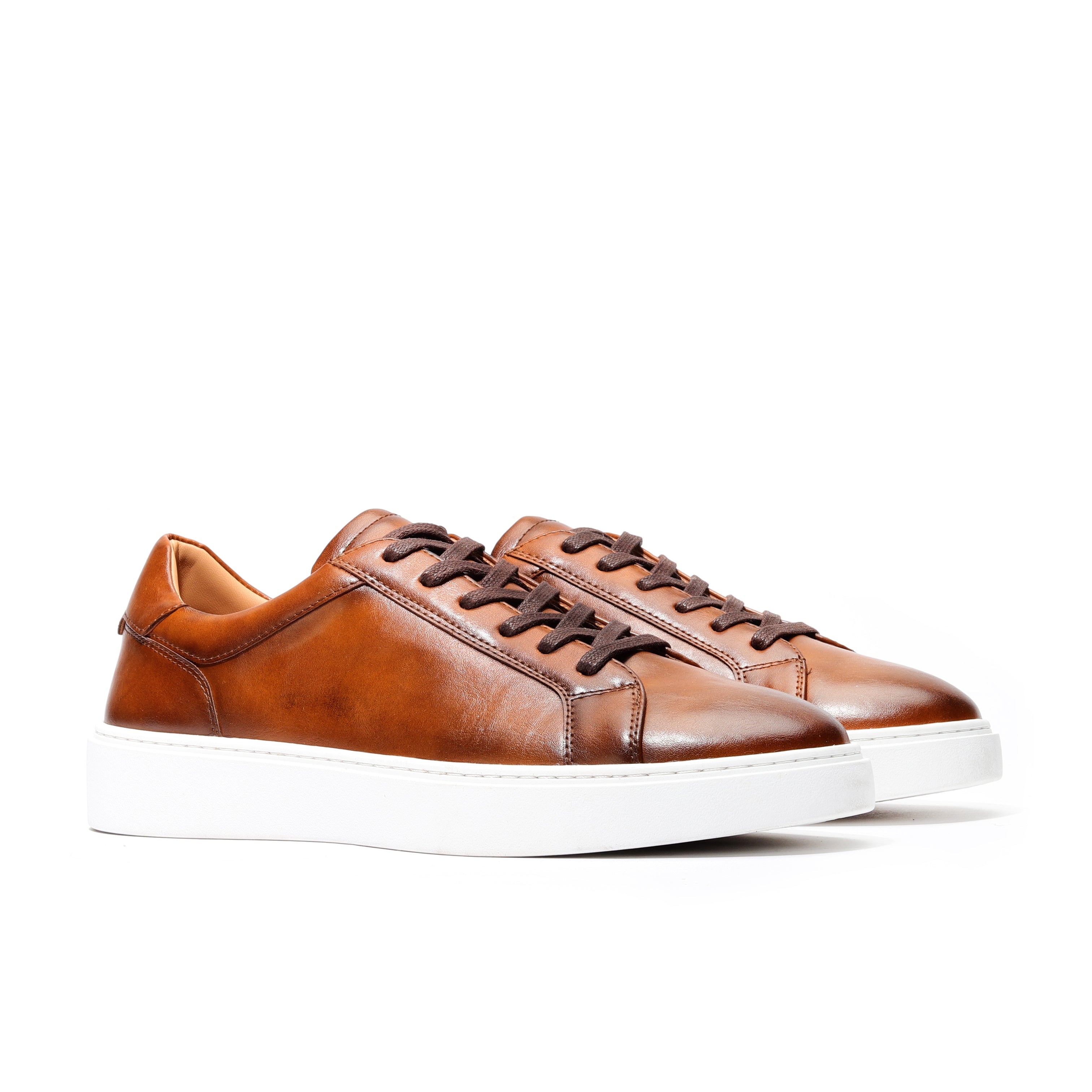 Sabatter shoes leather casual cognac thick sole Sabatter Mens Leather Combat Boots Hand Dyed Plain Toe  main image 2