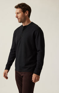 34 Heritage - Long Sleeve Henley In Black