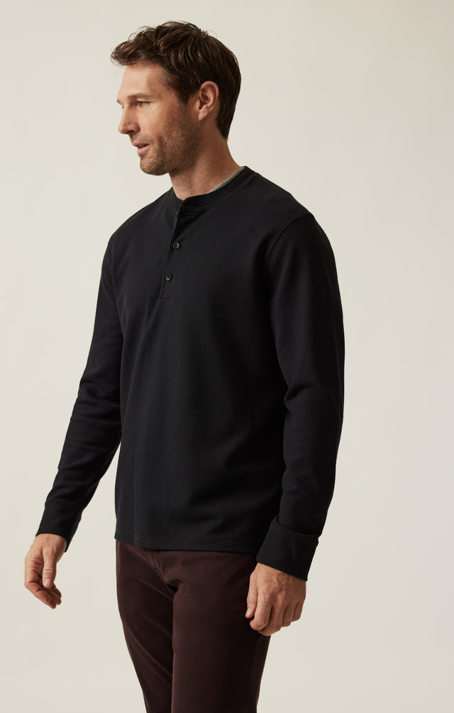 34 Heritage - Long Sleeve Henley In Black