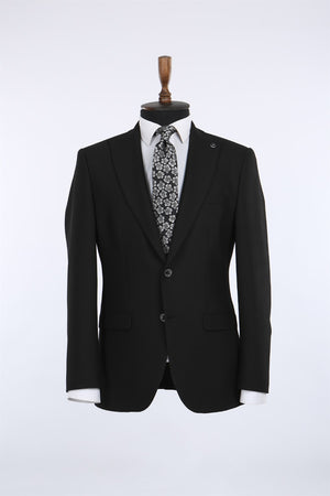 JAKAMEN - Black Pointed Collar Slim Fit Men's Jacket