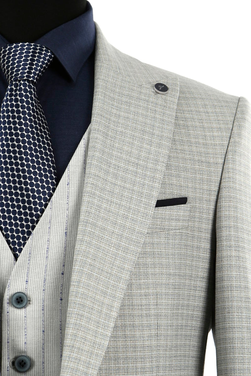 JAKAMEN - Gray Slim Fit Pointed Collar Men's Suit