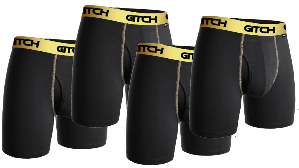 Gitch Underwear Mens Boxer Brief - 4 Pack (Black)