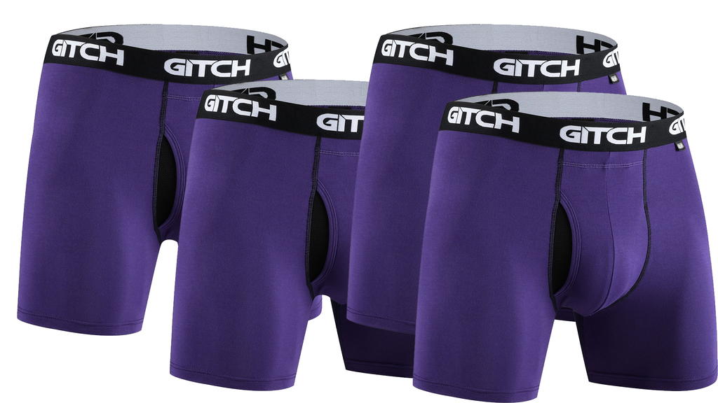Gitch Underwear Mens Boxer Brief - 4 Pack (Plum)