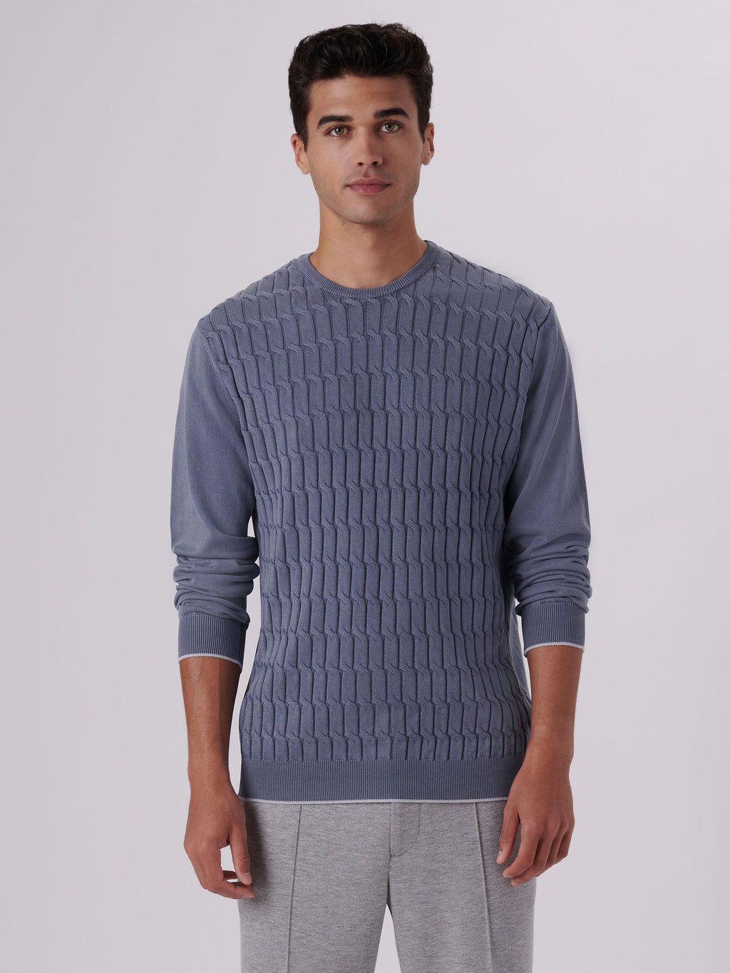 Bugatchi - Crew Neck Long Sleeve - Cobalt