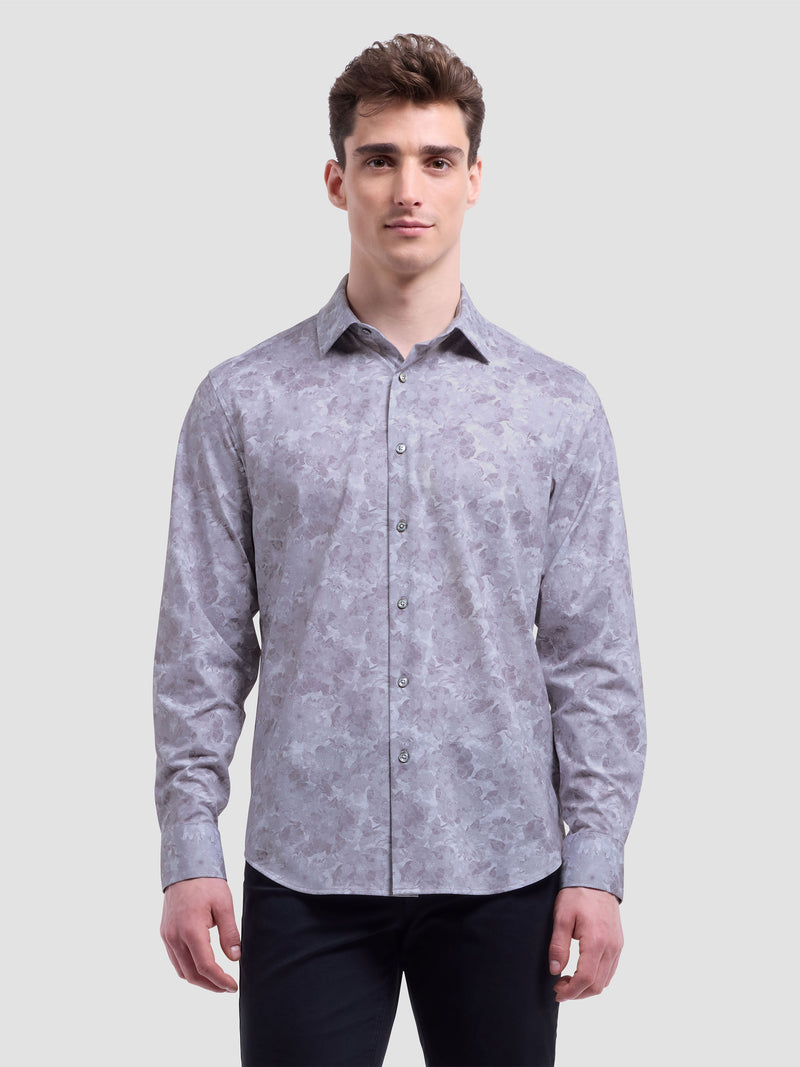 Bugatchi -OOOHCOTTON JAMES LS SHIRT - Platinum Floral