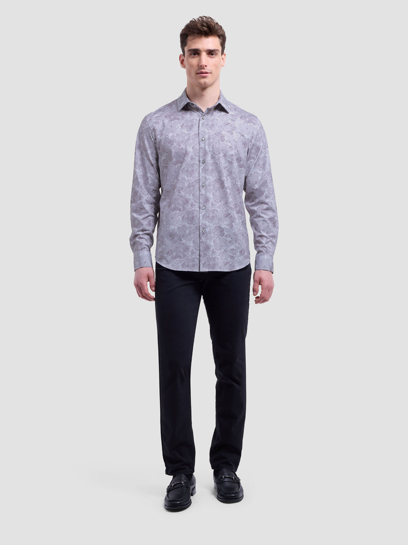 Bugatchi -OOOHCOTTON JAMES LS SHIRT - Platinum Floral
