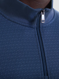 Bugatchi - L/S QUARTER ZIP KNIT - Cobalt