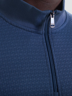 Bugatchi - L/S QUARTER ZIP KNIT - Cobalt