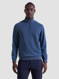 Bugatchi - L/S QUARTER ZIP KNIT - Cobalt