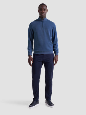 Bugatchi - L/S QUARTER ZIP KNIT - Cobalt