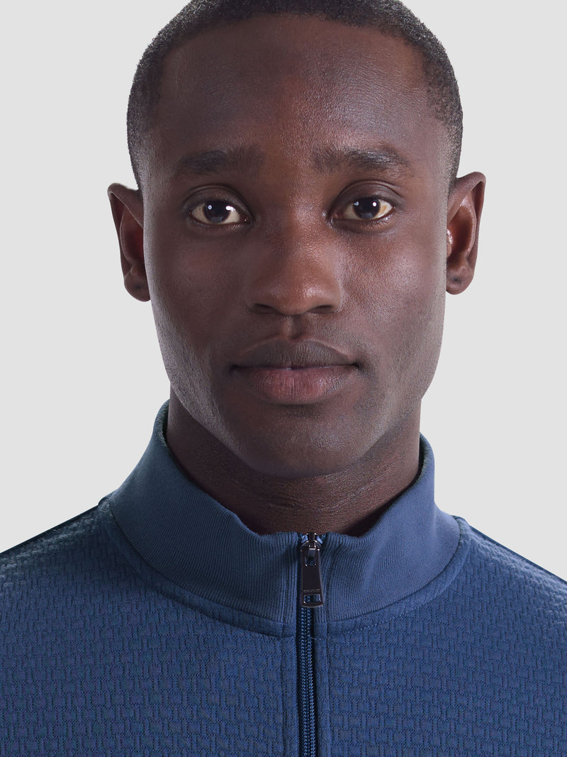 Bugatchi - L/S QUARTER ZIP KNIT - Cobalt