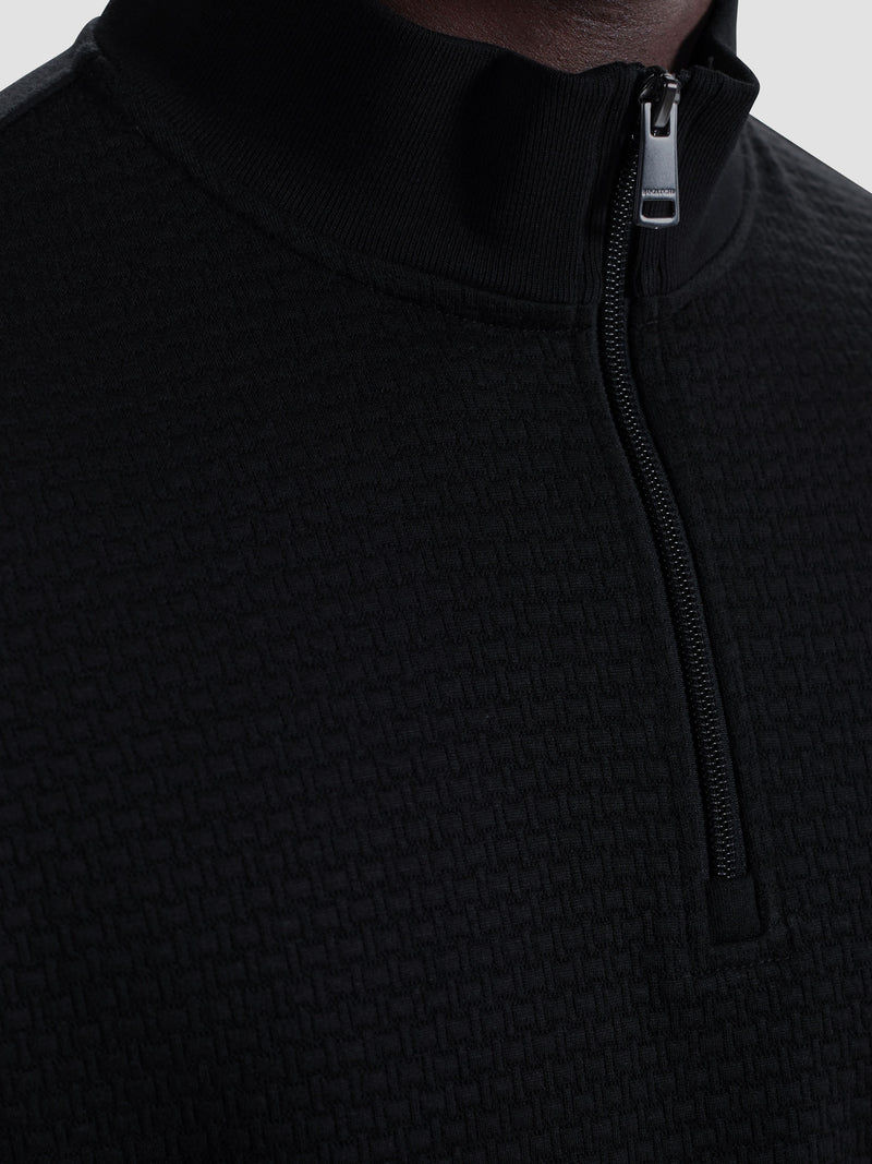 Bugatchi - L/S QUARTER ZIP KNIT - Black