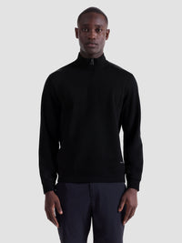 Bugatchi - L/S QUARTER ZIP KNIT - Black